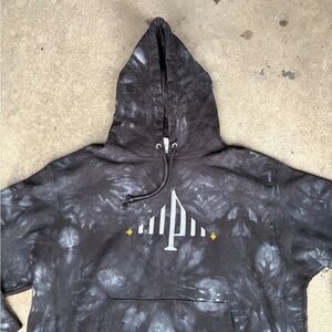 CHAMPION hoodie black tie-dye Pittsburgh embroidered bridge edition sz 2XL EUC